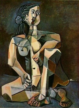  1956 Works - Femme nue accroupie 1956 Cubism